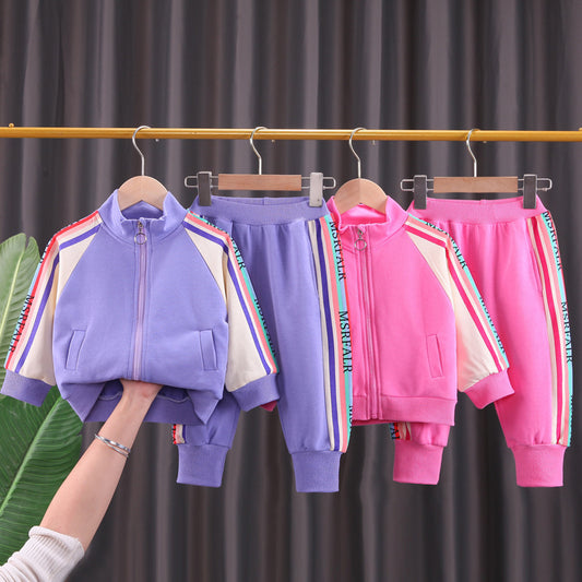 AO0508-181 طقم بناتي قطني قطعتين ( جكيت + بنطلون )