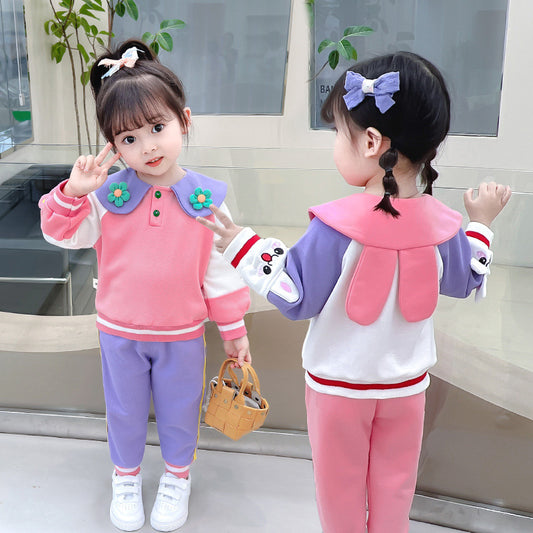 AO0508-72 طقم بناتي قطني قطعتين ( بلوزة + بنطلون )