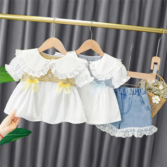 AO0402-07 طقم بناتي ( قميص + بنطلون شورت)