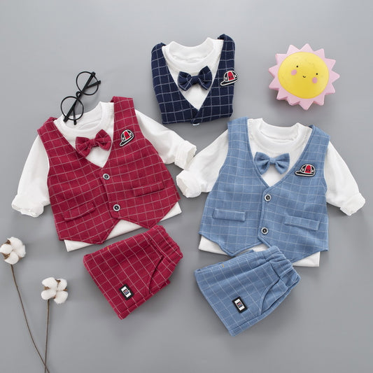 AO1023-14 طقم بدلة 4 قطع( بلوزة + بنطلون + فست+ ببيونة)