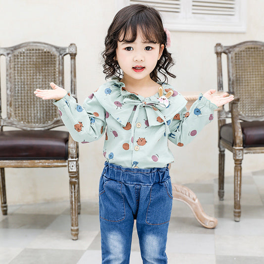 AS-1304G طقم جينز ( قميص كتان ناعم + بنطلون جينز )