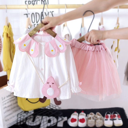 AS-1697G طقم تنورة 3 قطع ( قميص + تنورة + اكسسوار حقيبة)