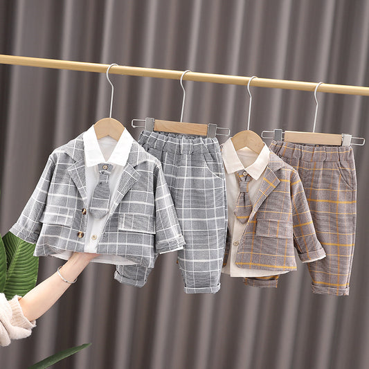 AS-2099B بدلة ولادي قطنية دافية بتجي 4 قطع ( جكيت + قميص+ جرافة+ بنطلون)