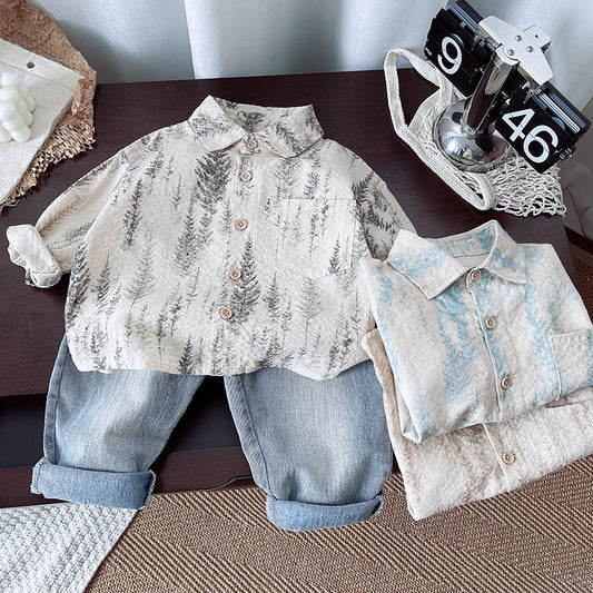 SSX220824-126 طقم قطعتين ( قميص + بنطلون جينز )