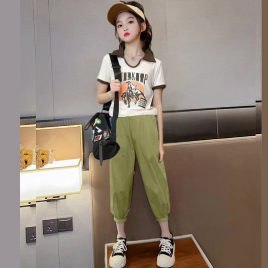 FU14042024-25 طقم صيفي قطعتين ( بلوزة + بنطلون)