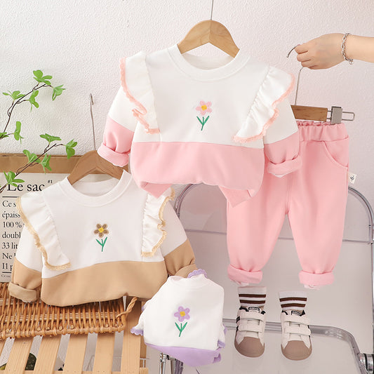 SSN040924-37 SSX220824-115 طقم بناتي قطن 100% ربيعي خريفي قطعتين ( بلوزة + بنطلون )