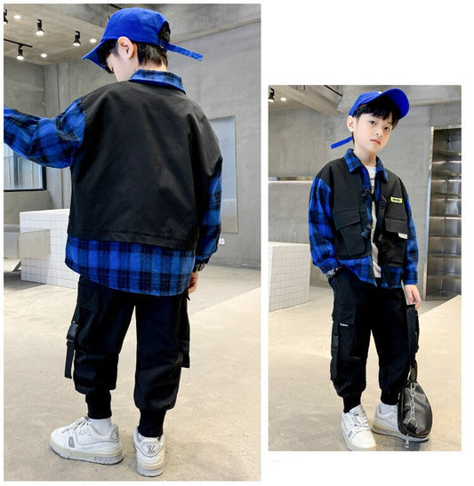 AO0508-13 طقم ولادي قطعتين ( جكيت مصوف + بنطلون )