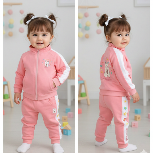 AO0519-58 تريننج بناتي قطن فخم بتجي قطعتين ( جكيت + بنطلون )