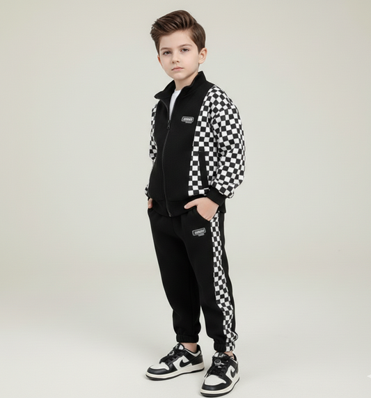 بدلة رياضية شطرنج قطنية مميزة تتكون من قطعتين ( جكيت + بنطلون) RM1227-45