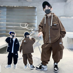 WZ261124-5 ترينج ولادي قطن ربيعي خريفي قطعتين ( جكيت + بنطلون)