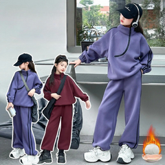 WZH191124-19 بدلة قطن تقيل شتوي ومبطنة من الداخل بالكامل فرو قطعتين ( بلوزة + بنطلون)