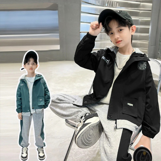 WZ261124-12 بدلة ولادي قطن مع ستان قطعتين ( جكيت + بنطلون ) ربيعي صيفي خريفي