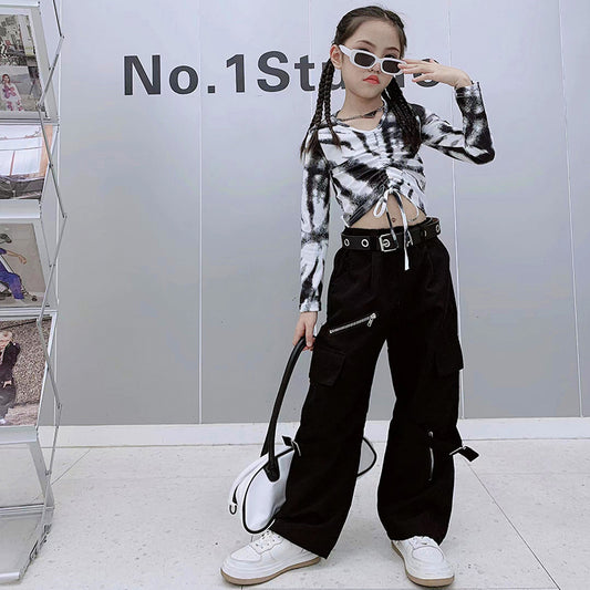 AO0712-21 طقم بناتي ( بلوزة زبدة ناعمة + بنطلون كتان + حزام للخصر)