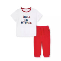 ST-004 طقم سبورت بناتي قطعتين قطن ( بلوزة + بنطلون )