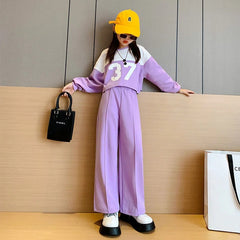 AO0508-83 طقم بناتي سبورت ( بلوزة + بنطلون)