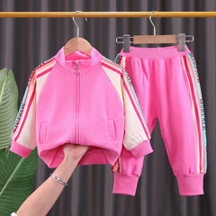 AO0508-181 طقم بناتي قطني قطعتين ( جكيت + بنطلون )