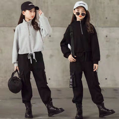 AO0508-212 طقم سبورت بناتي قطعتين ( بلوزة + بنطلون)