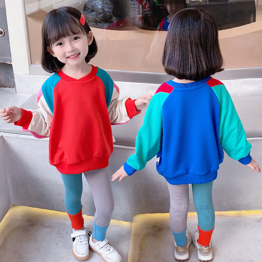 AO0508-170 طقم قطني بناتي بالوان مميزة قطعتين ( بلوزة + بنطلون فيزون)