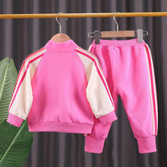 AO0508-181 طقم بناتي قطني قطعتين ( جكيت + بنطلون )