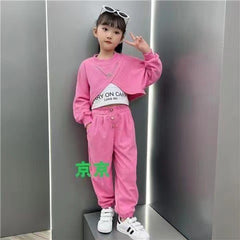 AO0508-137 طقم سبورت بناتي قطني 3 قطع بتصميم عصري مميز وخامة ممتازة