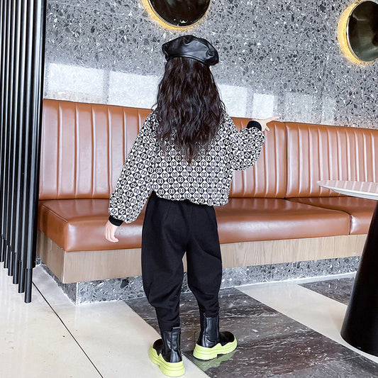 AO0508-11 طقم سبورت بناتي ( بلوزة + بنطلون )