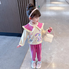 AO0508-251  طقم قطني خريفي دافي قطعتين ( بلوزة + بنطلون )