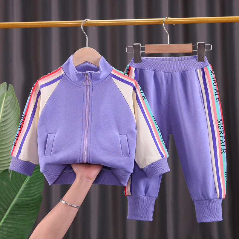 AO0508-181 طقم بناتي قطني قطعتين ( جكيت + بنطلون )