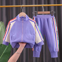 AO0508-181 طقم بناتي قطني قطعتين ( جكيت + بنطلون )