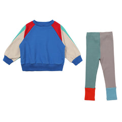 AO0508-170 طقم قطني بناتي بالوان مميزة قطعتين ( بلوزة + بنطلون فيزون)