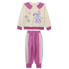 AO0508-251  طقم قطني خريفي دافي قطعتين ( بلوزة + بنطلون )