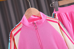 AO0508-181 طقم بناتي قطني قطعتين ( جكيت + بنطلون )