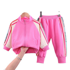 AO0508-181 طقم بناتي قطني قطعتين ( جكيت + بنطلون )