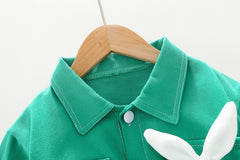 AO0508-42 طقم جينز 3 قطع ( بلوزة قطنية + جكيت كتان + بنطلون جينز)