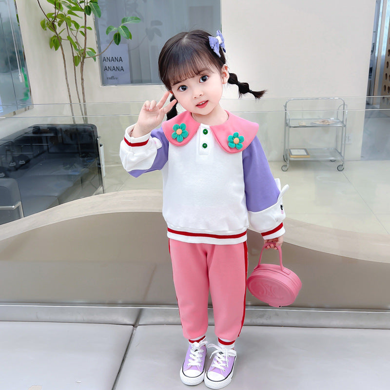 AO0508-72 طقم بناتي قطني قطعتين ( بلوزة + بنطلون )