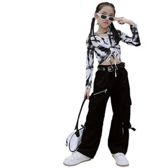 AO0712-21 طقم بناتي ( بلوزة زبدة ناعمة + بنطلون كتان + حزام للخصر)