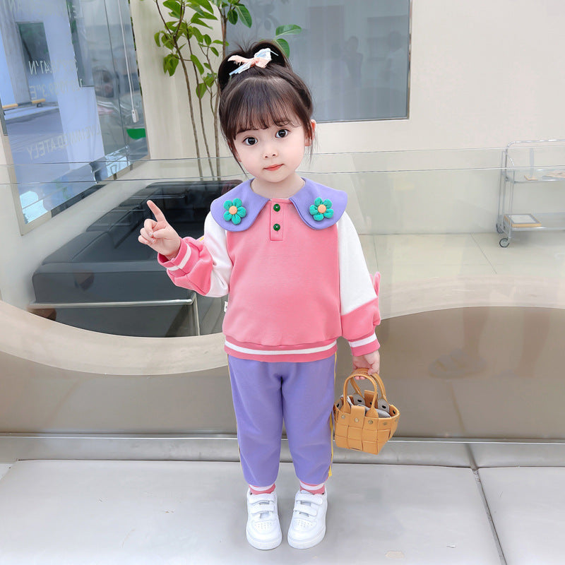 AO0508-72 طقم بناتي قطني قطعتين ( بلوزة + بنطلون )