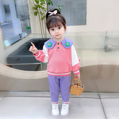 AO0508-72 طقم بناتي قطني قطعتين ( بلوزة + بنطلون )