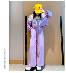 AO0508-83 طقم بناتي سبورت ( بلوزة + بنطلون)