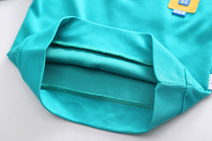 AO0508-79  طقم ولادي قطعتين ( بلوزة مع قبة قميص و ببيونة + بنطلون جينز)