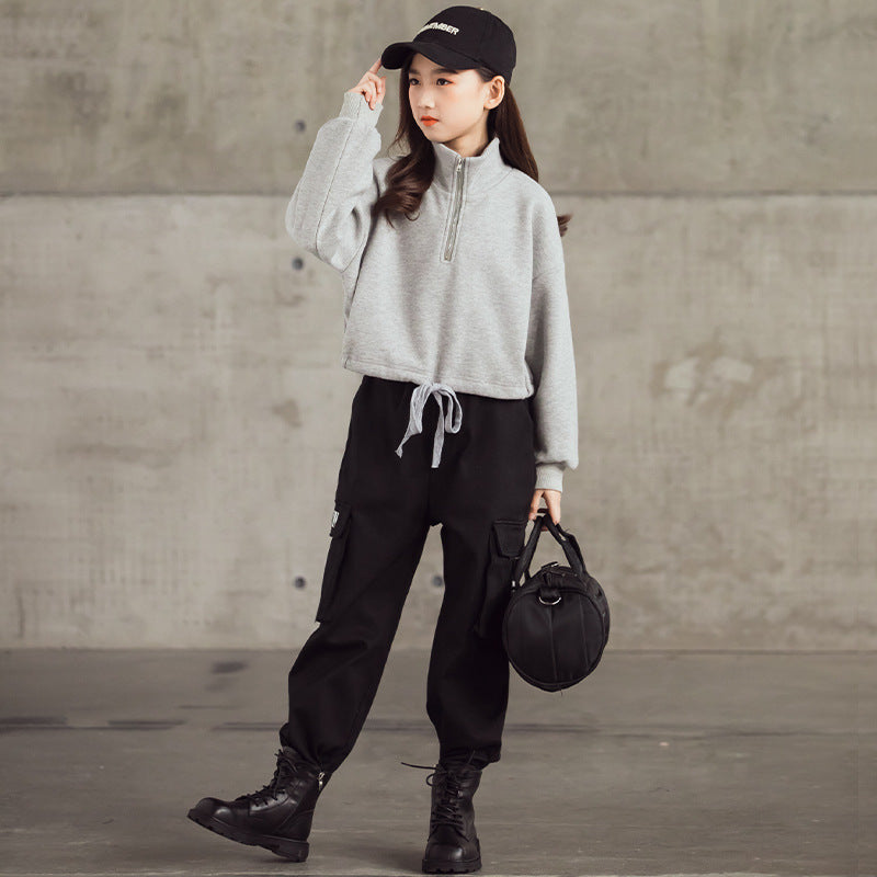 AO0508-212 طقم سبورت بناتي قطعتين ( بلوزة + بنطلون)