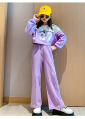 AO0508-83 طقم بناتي سبورت ( بلوزة + بنطلون)