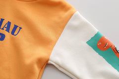 AO0713-04 طقم ولادي 3 قطع ( بلوزة قطنية + فست جينز + بنطلون جينز)