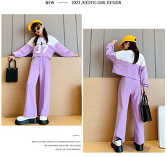 AO0508-83 طقم بناتي سبورت ( بلوزة + بنطلون)