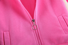 AO0508-181 طقم بناتي قطني قطعتين ( جكيت + بنطلون )