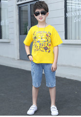 SS-2361B طقم ولادي قطعتين ( بلوزة قطنية + بنطلون جينز)