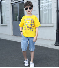 SS-2361B طقم ولادي قطعتين ( بلوزة قطنية + بنطلون جينز)