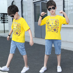 SS-2361B طقم ولادي قطعتين ( بلوزة قطنية + بنطلون جينز)