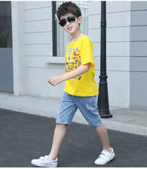 SS-2361B طقم ولادي قطعتين ( بلوزة قطنية + بنطلون جينز)