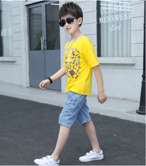 SS-2361B طقم ولادي قطعتين ( بلوزة قطنية + بنطلون جينز)