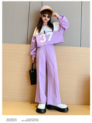 AO0508-83 طقم بناتي سبورت ( بلوزة + بنطلون)